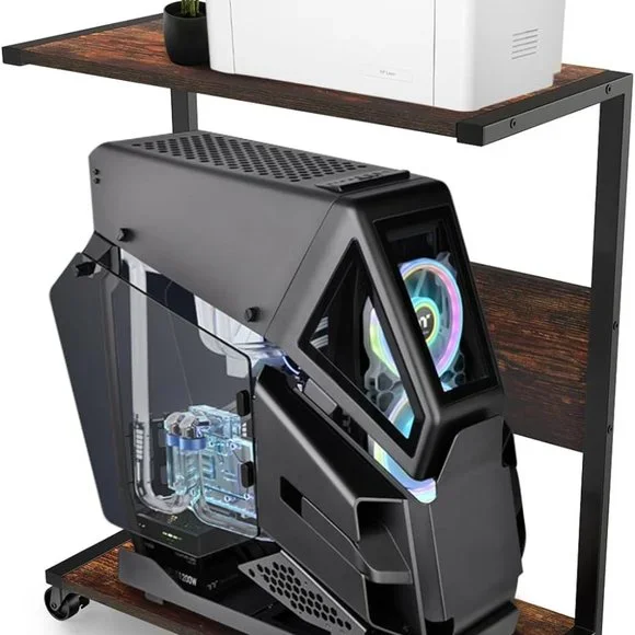 2-Tier C-Shape Computer Stands, for Gaming Desktops, with Wheels